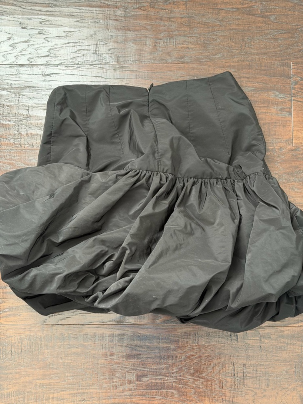Black Strapless Bubble Mini Skirt